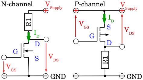 p channel mosfet connection